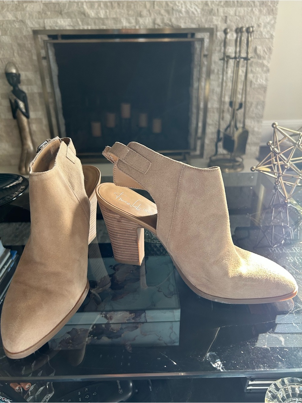 Franco Sarto Tan Suede sling back Booties